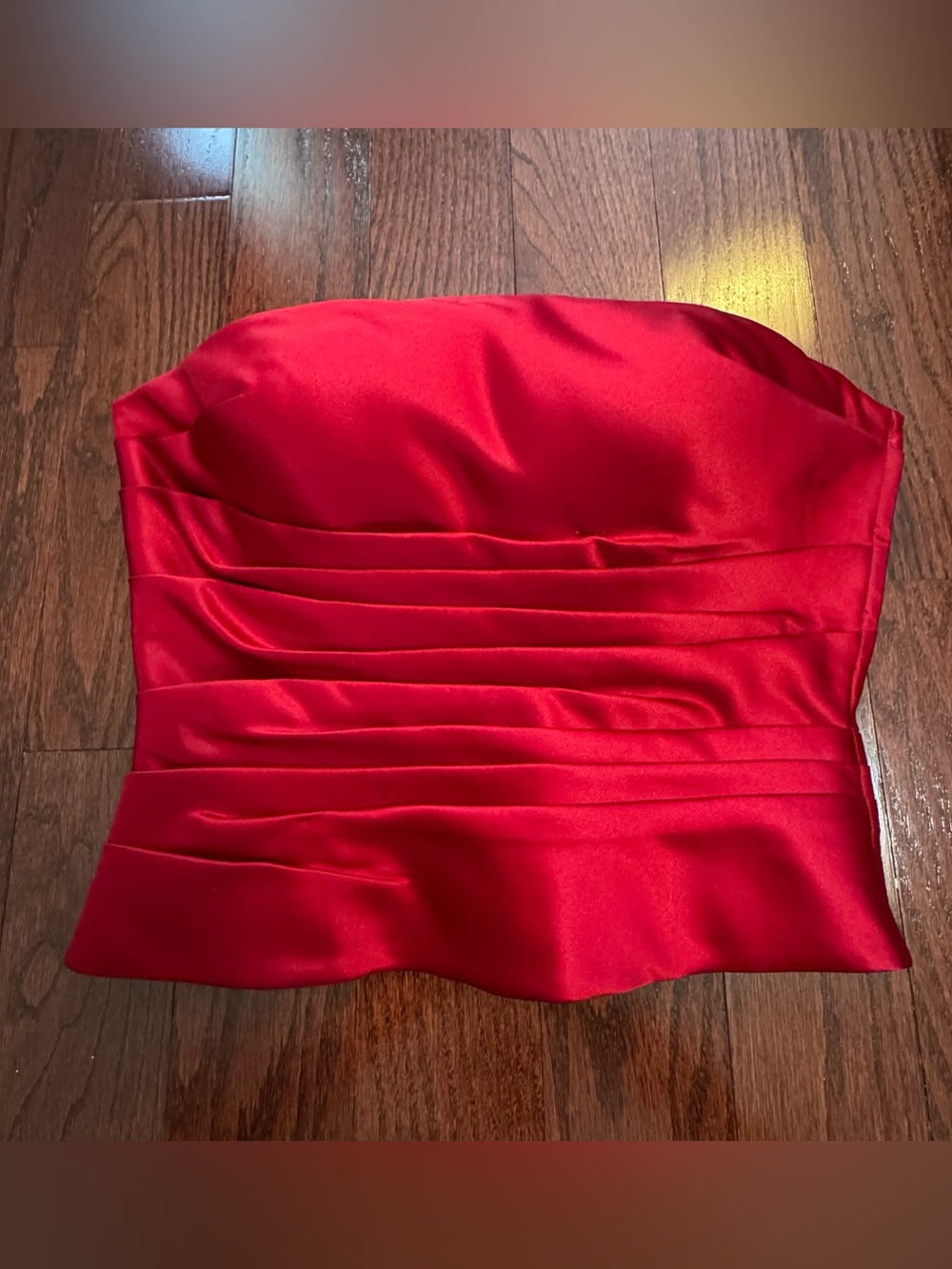 Bill Levkoff Strapless Ruched Red Satin corset